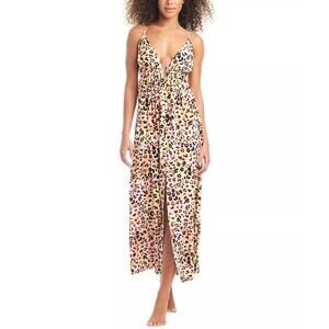 NEW Bar III Maxi Dress Size Large Pastel Cheetah Leopard Swim Coverup Beach NWT